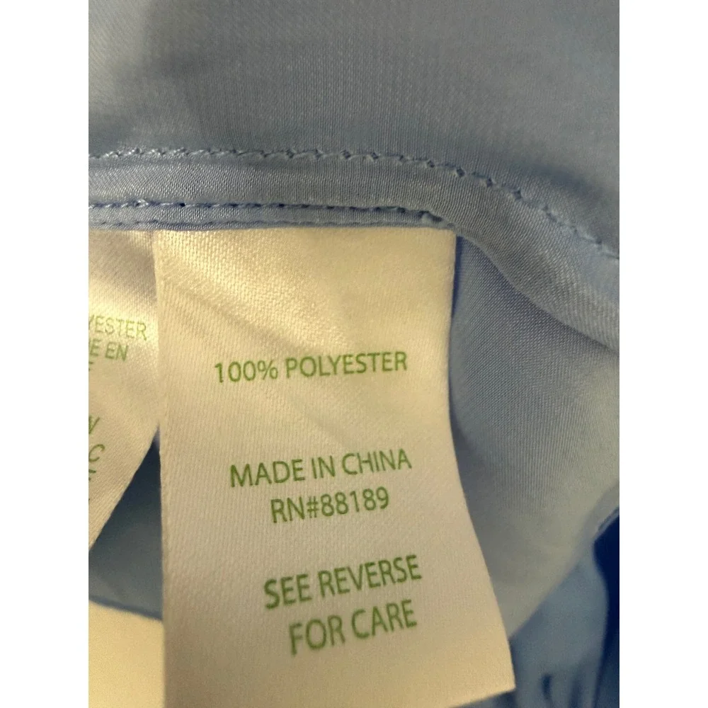 Lilly Pulitzer Maisel Top XS Light Blue Puff Sleeve Blouse Gold Button 001635